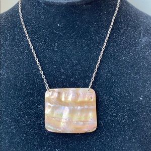 Vintage sterling silver Mop pendant necklace